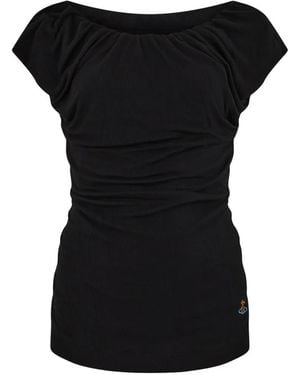 Vivienne Westwood Ginnie Draped Ribbed Top - Black