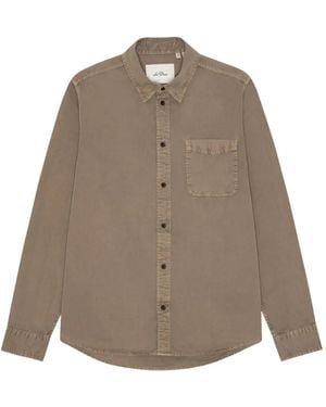 Les Deux Garment-Dyed Chest-Pocket Shirt - Brown