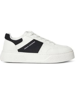 ARMANI EXCHANGE Panelled Platform Trainers - White