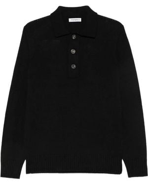 Kangra Long-Sleeve Knitted Polo Shirt - Black