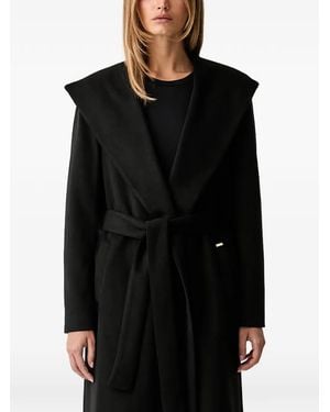 Fracomina Manteau Ceinturé À Capuche - Black