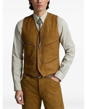 RRL Suede Waistcoat - Brown