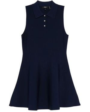 Theory Polo-Collar A-Line Dress - Blue