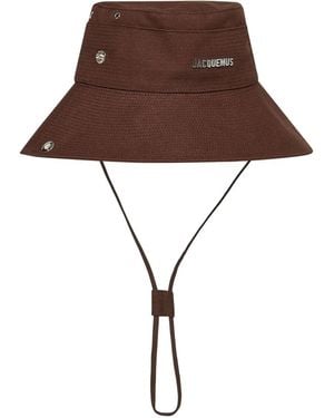 Jacquemus Logo-Lettering Bucket Hat - Brown