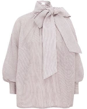 Zimmermann Striped Balloon-Sleeve Blouse - Pink
