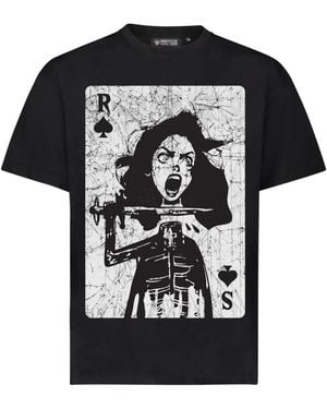 Mostly Heard Rarely Seen Spade Playing Card Printed T-Shirt - Black