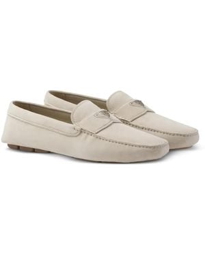 Prada Logo-Plaque Loafers - White