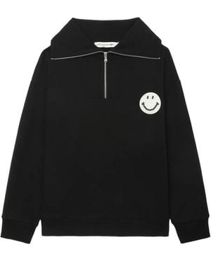 Joshua Sanders Smiley-Motif Half-Zip Sweatshirt - Black