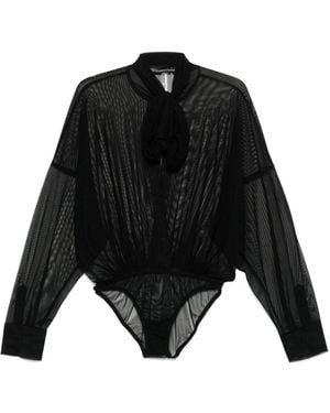 Norma Kamali Bow Shirt Bodysuit - Black