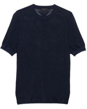 Prada Silk And Cotton Crew-Neck Jumper - Blue