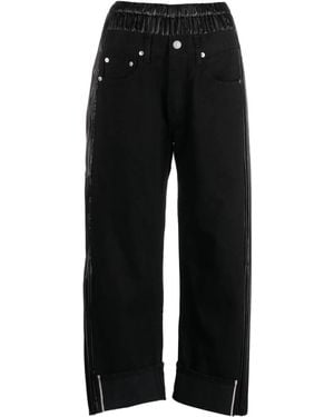 Junya Watanabe Logo-Patch Panelled-Design Cropped Jeans - Black