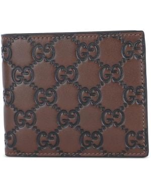 Gucci Cartera Con Motivo Gg En Relieve - Marrón