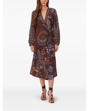 FARM Rio Delicate Garden V-neck Midi Dress - レッド