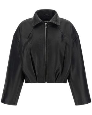 ROTATE BIRGER CHRISTENSEN Boxy Leather Jacket - Black