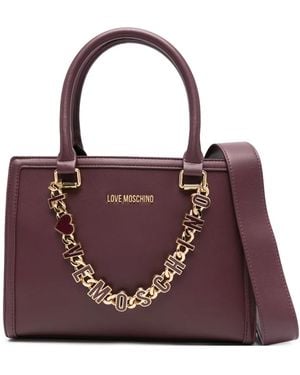 Love Moschino Chain-Embellished Tote Bag - Purple