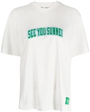 Sunnei T-Shirt Met Logopatch - Blauw