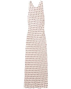 Claudie Pierlot Printed Satin Midi Dress - White