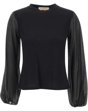 Kaos Balloon-Sleeve Cotton Blouse - Black