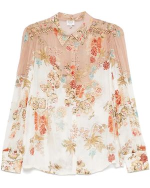 Hemant & Nandita Hemd mit Blumen-Print - Weiß