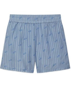 Gcds Pinstripe Logo-Print Shorts - Blue