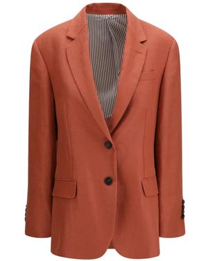 Brunello Cucinelli Button Linen Jacket - Orange