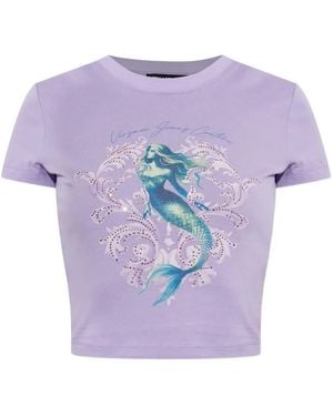 Versace Jeans Couture Embellished Graphic T-Shirt - Purple
