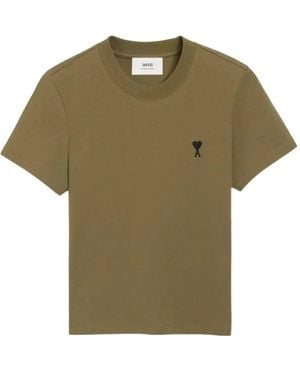 Ami Paris Embroidered-Logo Short-Sleeve T-Shirt - Green