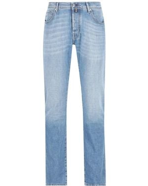 Jacob Cohen Bard Embroidered-Logo Straight-Leg Jeans - Blue