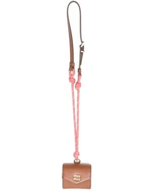 Miu Miu Leather Knotted-Cord Wallet - White