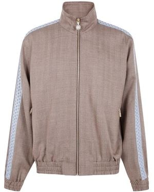 Drole de Monsieur Bestickte Jacke mit Fischgrätenmuster - Braun