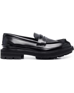 McQueen Tread-Sole Penny-Slot Loafers - Black