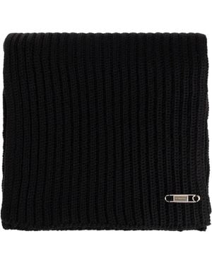 Givenchy Ribbed-Knit Pin-Detail Scarf - Black