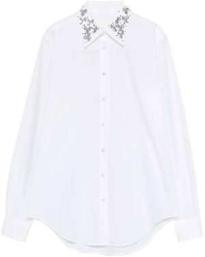 Xacus Camisa con apliques en el cuello - Blanco