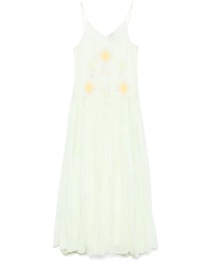 forte_forte Geometric-Embroidery Maxi Dress - White