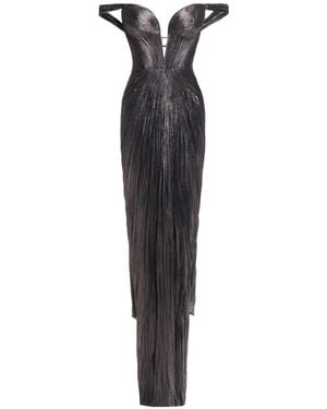 Maria Lucia Hohan Off-Shoulder Pleated Maxi Dress - Blue