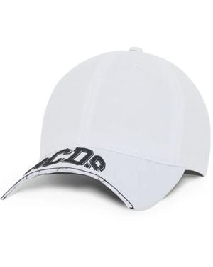 Gcds Cut-Brim Logo-Detail Cotton Baseball Cap - White