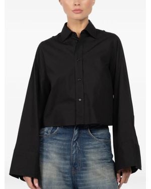 MM6 by Maison Margiela Bell-Sleeve Cropped Shirt - Black