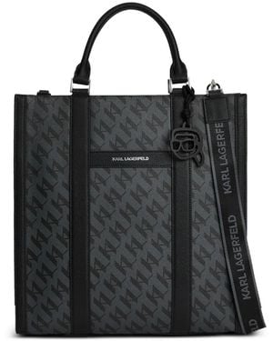 KARL LAGERFELD Ikon Monogram Tote Bag - Black