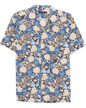 Brian Dales Floral-Print Short-Sleeve Shirt - Blue