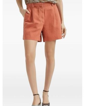 Brunello Cucinelli Pleated Elasticated-Waist Shorts - Orange