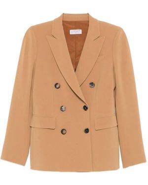 Alberto Biani Double-Breasted Button Blazer - Natural