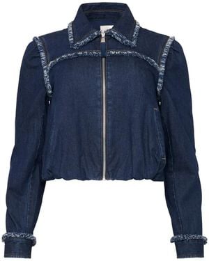 Cinq À Sept Bicolour Fringe Indria Denim Jacket - Blue