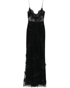 Nissa Floral-Embellished Lace Maxi Dress - Black