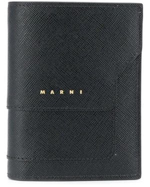 Marni Logo-Print Leather Bi-Fold Wallet - Black