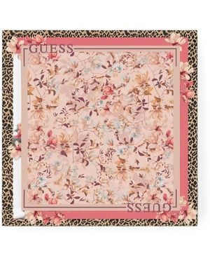 Guess Bianca Floral-Print Scarf - Pink
