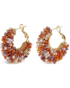 Gas Bijoux Izzia Beaded Hoop Earrings - Metallic