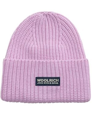 Woolrich Gorro De Canalé Con Parche Del Logo - Morado