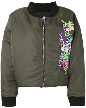 Natasha Zinko Embroidered Motif Cropped Bomber Jacket - Green