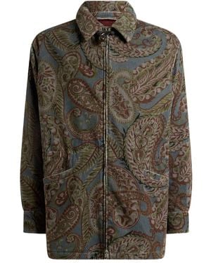 Etro Paisley-Print Corduroy Jacket - Green