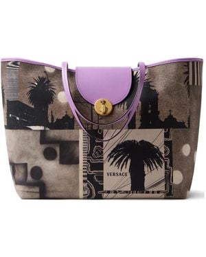 Versace Vivian Grote Canvas Shopper Met Print - Paars